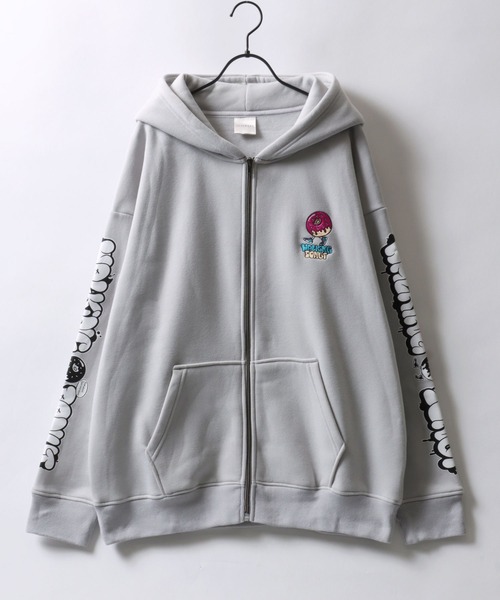 SITRY（シトリー）の「Street Style Design Sweat Hoodie/オーバーサイズ ヘビーウェイト 裏起毛 ドーナツ ワンポイント刺繍 袖プリント フルジップパーカー スウェット レディース メンズ（パーカー・メンズ・ライトグレー/ブラック/インディゴブルー・M/L/LL）」の15枚目の写真