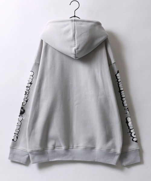 SITRY（シトリー）の「Street Style Design Sweat Hoodie/オーバーサイズ ヘビーウェイト 裏起毛 ドーナツ ワンポイント刺繍 袖プリント フルジップパーカー スウェット レディース メンズ（パーカー・メンズ・ライトグレー/ブラック/インディゴブルー・M/L/LL）」の17枚目の写真