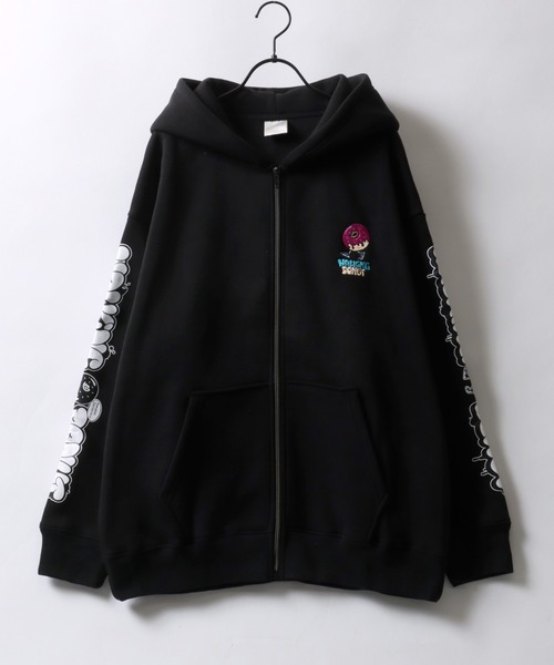 SITRY（シトリー）の「Street Style Design Sweat Hoodie/オーバーサイズ ヘビーウェイト 裏起毛 ドーナツ ワンポイント刺繍 袖プリント フルジップパーカー スウェット レディース メンズ（パーカー・メンズ・ライトグレー/ブラック/インディゴブルー・M/L/LL）」の14枚目の写真