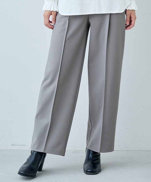 IEDIT（イディット）の「ＩＥＤＩＴ　撥水加工＆ＵＶカットがうれしい　裏がとぅるすべ　きれい見え”ほっと適温”パンツ（スラックス・レディース・ブラック/グレー/オフホワイト/ライトグリーン/ベージュ・LL/3L/M/L/4L/S）」の3枚目の写真