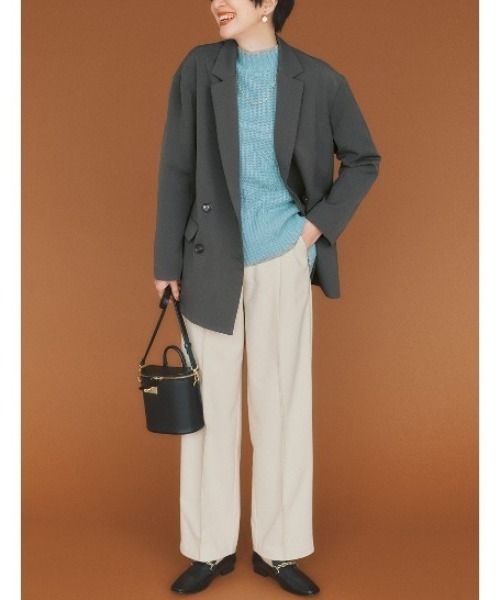 IEDIT（イディット）の「ＩＥＤＩＴ　撥水加工＆ＵＶカットがうれしい　裏がとぅるすべ　きれい見え”ほっと適温”パンツ（スラックス・レディース・ブラック/グレー/オフホワイト/ライトグリーン/ベージュ・LL/3L/M/L/4L/S）」の6枚目の写真