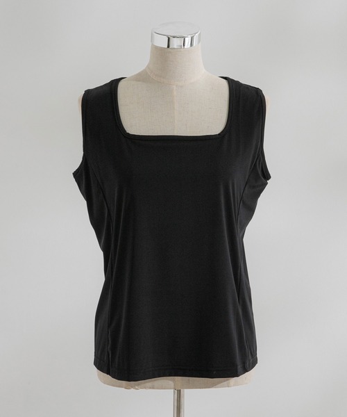 rectangle(レクタングル)の「【3L~6L】吸汗速乾タンクトップ【大きいサイズ】(Tシャツ/カットソー・レディース・オフホワイト/ブラック・XX-LARGE/XXX-LARGE/XXXXX-LARGE/XXXX-LARGE)」の1枚目の写真