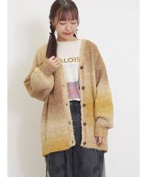 Samansa Mos2 | グラデーションブークレミドル丈Vネックカーディガン(カーディガン/ボレロ)