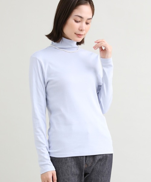 I.T.'S international（イッツインターナショナル）の「ハイネックカットソー《スビン綿MIXフライス》（Tシャツ/カットソー・レディース・ホワイト/モカ/ブラック/サックスブルー/グレー/チャコールグレー・7号/9号/11号/13号）」の6枚目の写真