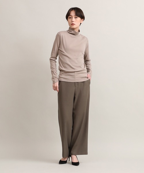 I.T.'S international（イッツインターナショナル）の「ハイネックカットソー《スビン綿MIXフライス》（Tシャツ/カットソー・レディース・ホワイト/モカ/ブラック/サックスブルー/グレー/チャコールグレー・7号/9号/11号/13号）」の7枚目の写真