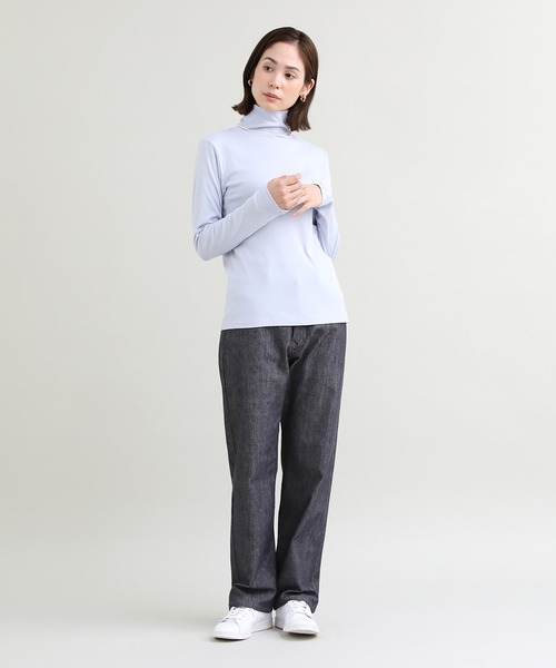 I.T.'S international（イッツインターナショナル）の「ハイネックカットソー《スビン綿MIXフライス》（Tシャツ/カットソー・レディース・ホワイト/モカ/ブラック/サックスブルー/グレー/チャコールグレー・7号/9号/11号/13号）」の13枚目の写真
