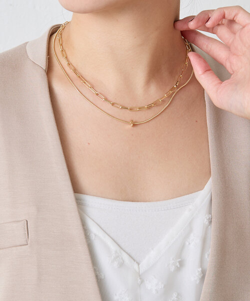 PAPILLONNER(パピヨネ)の「メタルストーン2連ネックレス(ネックレス・レディース・シルバー/ゴールド・FREE)」の6枚目の写真