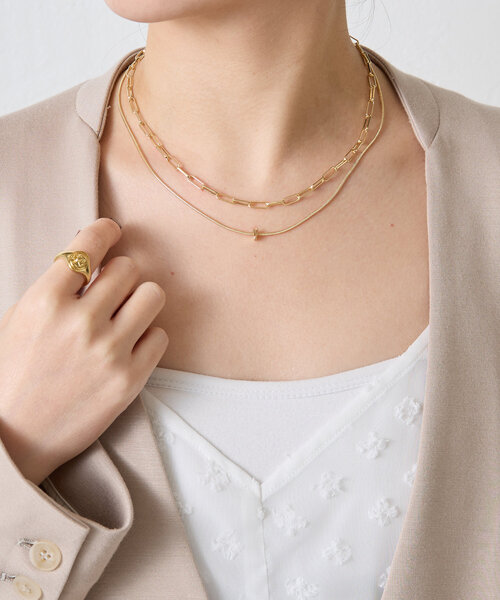 PAPILLONNER(パピヨネ)の「メタルストーン2連ネックレス(ネックレス・レディース・シルバー/ゴールド・FREE)」の12枚目の写真