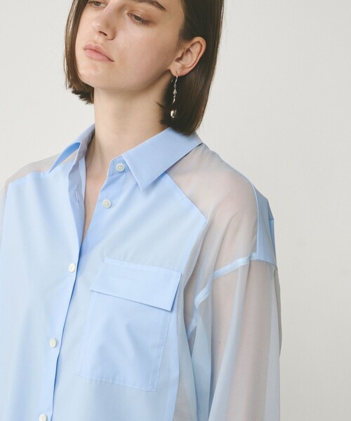 Diagram（ダイアグラム）の「シアーコンビオーバーシャツ（シャツ/ブラウス・レディース・ピンク/ブルー/ホワイト・36/38）」の5枚目の写真