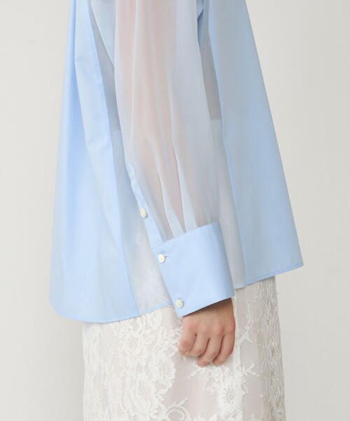 Diagram（ダイアグラム）の「シアーコンビオーバーシャツ（シャツ/ブラウス・レディース・ピンク/ブルー/ホワイト・36/38）」の6枚目の写真