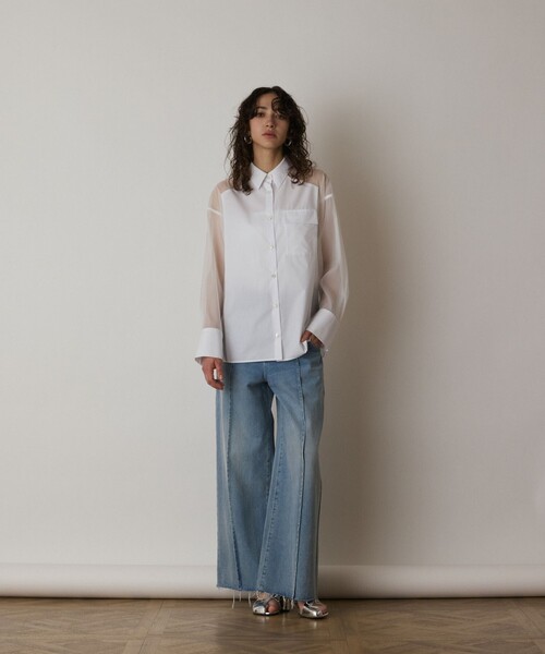 Diagram（ダイアグラム）の「シアーコンビオーバーシャツ（シャツ/ブラウス・レディース・ピンク/ブルー/ホワイト・36/38）」の11枚目の写真