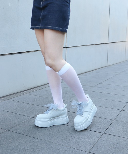 EVOL（イーボル）の「【XS-LLサイズ展開・軽量】2WAY8cm厚底レースアップシューズ IY5734（スニーカー・レディース・グレー/ブラック/ホワイト/ダークグレー/ブラウン・M/S/L/XS/LL）」の17枚目の写真