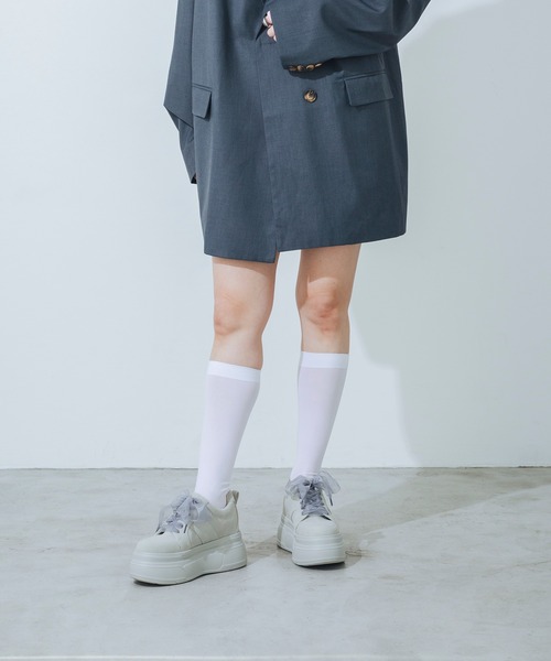 EVOL（イーボル）の「【XS-LLサイズ展開・軽量】2WAY8cm厚底レースアップシューズ IY5734（スニーカー・レディース・グレー/ブラック/ホワイト/ダークグレー/ブラウン・M/S/L/XS/LL）」の12枚目の写真