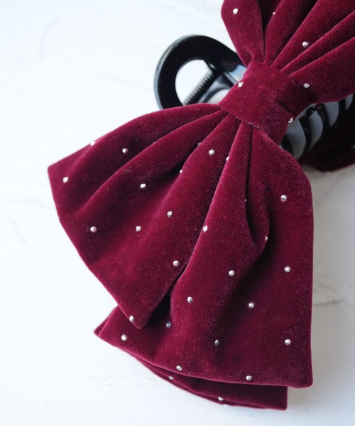 Port / ポート 】 ベロア ビッグ リボン バンスクリップ（バレッタ