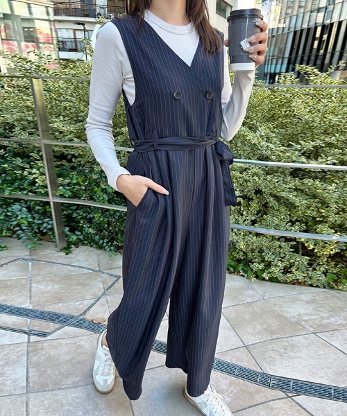 【セール】Vネックハイウエストオールインワン（つなぎ/オールインワン）｜Doux Belle（ドゥーベル）