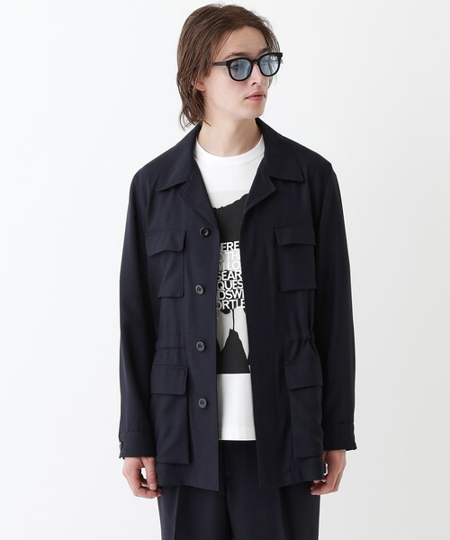 TAKEO KIKUCHI（タケオキクチ）の「【THE FLAGSHIP】ポリエステルウール メッシュ サファリジャケット（ブルゾン・メンズ・チャコールグレー/ネイビー・02/03/04）」の2枚目の写真