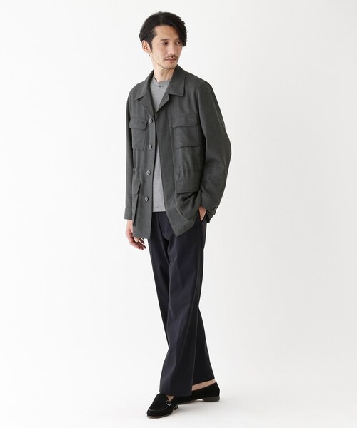 TAKEO KIKUCHI（タケオキクチ）の「【THE FLAGSHIP】ポリエステルウール メッシュ サファリジャケット（ブルゾン・メンズ・チャコールグレー/ネイビー・02/03/04）」の13枚目の写真