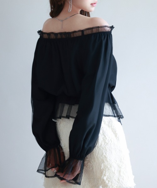 SAISON DE PAPILLON(セゾンドパピヨン)の「2wayネックチュールブラウス(シャツ/ブラウス・レディース・ブラック・S/M/L)」の6枚目の写真