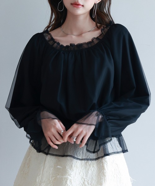 SAISON DE PAPILLON(セゾンドパピヨン)の「2wayネックチュールブラウス(シャツ/ブラウス・レディース・ブラック・S/M/L)」の5枚目の写真
