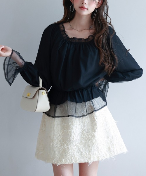 SAISON DE PAPILLON(セゾンドパピヨン)の「2wayネックチュールブラウス(シャツ/ブラウス・レディース・ブラック・S/M/L)」の3枚目の写真