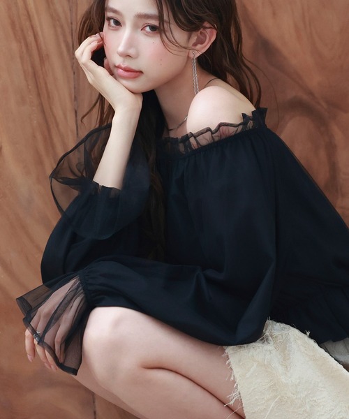 SAISON DE PAPILLON(セゾンドパピヨン)の「2wayネックチュールブラウス(シャツ/ブラウス・レディース・ブラック・S/M/L)」の22枚目の写真