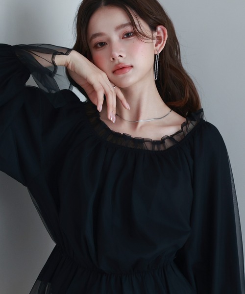 SAISON DE PAPILLON(セゾンドパピヨン)の「2wayネックチュールブラウス(シャツ/ブラウス・レディース・ブラック・S/M/L)」の18枚目の写真