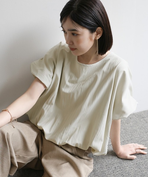 select MOCA Et(セレクトモカエト)の「【Et】Balloon Half-Sleeve Blouse(シャツ/ブラウス・レディース・グレイッシュベージュ/ブラック・FREE)」の4枚目の写真