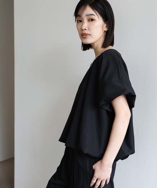 ENFOLD バルーンハーフスリーブブラウス　ブラック サイズ38 ENFOLD バルーンハーフスリーブブラウス ブラック サイズ38