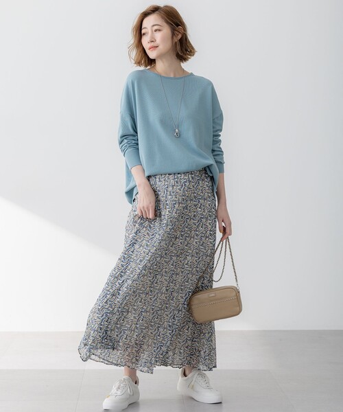 23区(ニジュウサンク)の「【洗える】シアーヘリンボーンプリント プリーツ スカート(スカート・レディース・オレンジ系5/ブルー系5・38/36/40)」の14枚目の写真