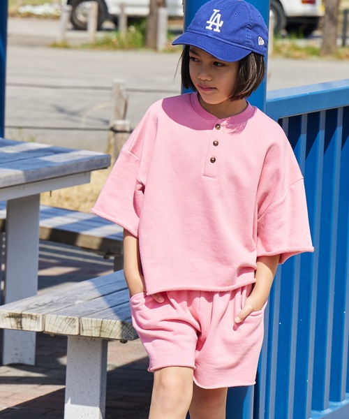 PAIRMANON STREET（ペアマノンストリート）の「【PAIRMANON STREET】裏毛 ヘンリーネック リラックス セットアップ（セットアップ・キッズ・レッド系その他/ピンク/グレー/ブラック/パープル・90/100/110/120/130/140/150/160）」の4枚目の写真