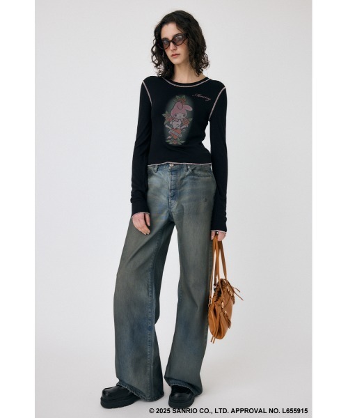 MOUSSY(マウジー)の「MM KU HEART ロングスリーブTシャツ(Tシャツ/カットソー・レディース・ブラック/ホワイト・FREE)」の5枚目の写真