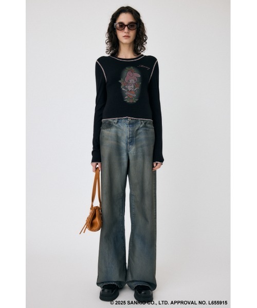 MOUSSY(マウジー)の「MM KU HEART ロングスリーブTシャツ(Tシャツ/カットソー・レディース・ブラック/ホワイト・FREE)」の6枚目の写真