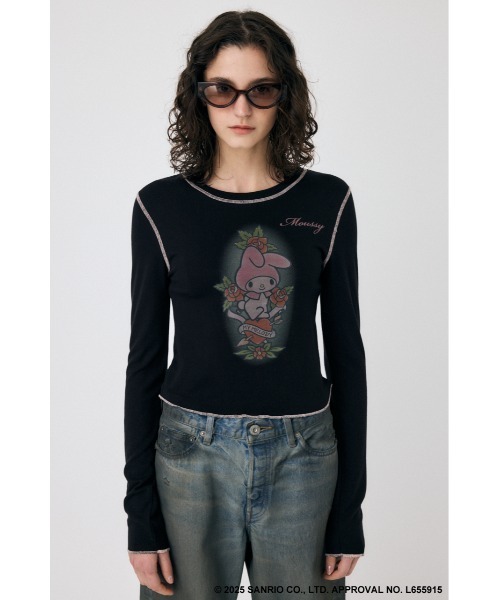 MOUSSY(マウジー)の「MM KU HEART ロングスリーブTシャツ(Tシャツ/カットソー・レディース・ブラック/ホワイト・FREE)」の8枚目の写真