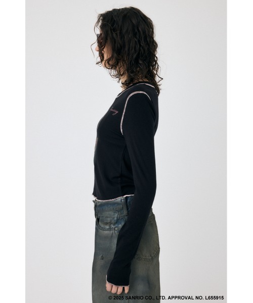 MOUSSY(マウジー)の「MM KU HEART ロングスリーブTシャツ(Tシャツ/カットソー・レディース・ブラック/ホワイト・FREE)」の9枚目の写真