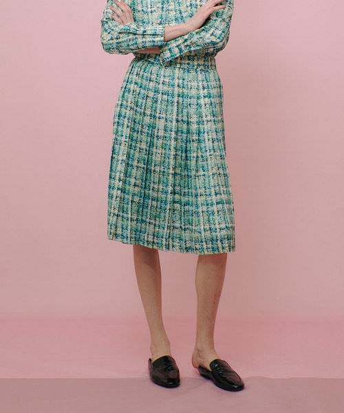 allureville（アルアバイル）の「【LOULOU WILLOUGHBY】チェックプリントプリーツミディスカート（スカート・レディース・ピンク/グリーン・2/1）」の2枚目の写真