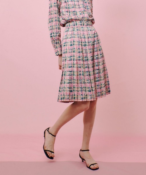 allureville（アルアバイル）の「【LOULOU WILLOUGHBY】チェックプリントプリーツミディスカート（スカート・レディース・ピンク/グリーン・2/1）」の3枚目の写真