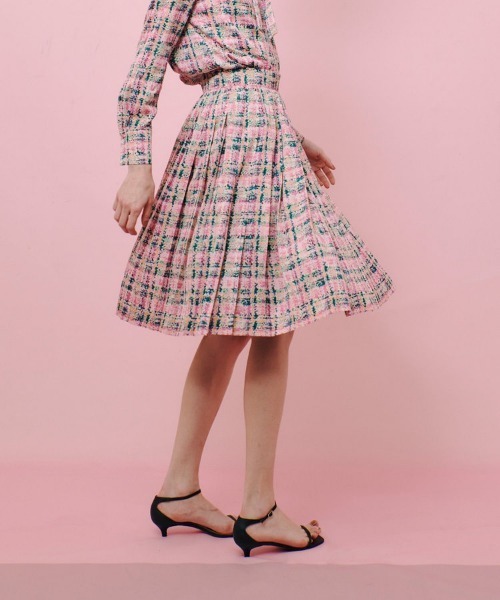 allureville（アルアバイル）の「【LOULOU WILLOUGHBY】チェックプリントプリーツミディスカート（スカート・レディース・ピンク/グリーン・2/1）」の4枚目の写真