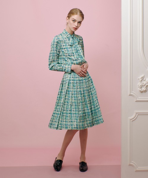 allureville（アルアバイル）の「【LOULOU WILLOUGHBY】チェックプリントプリーツミディスカート（スカート・レディース・ピンク/グリーン・2/1）」の13枚目の写真