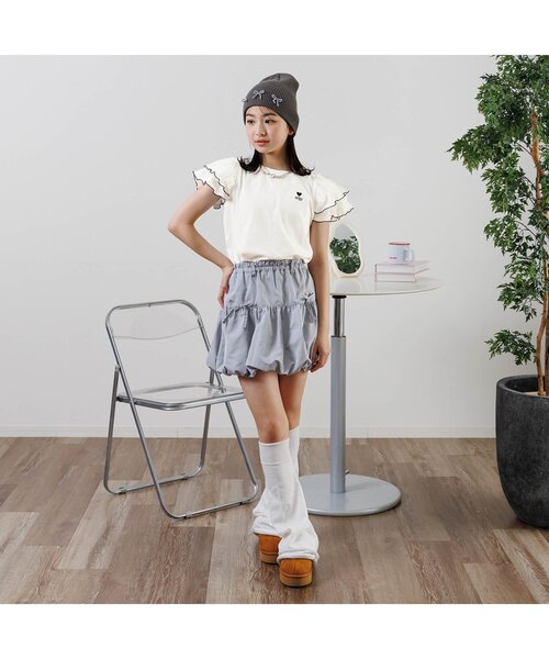 algy（アルジー）の「肩フリル半袖T（Tシャツ/カットソー・キッズ・ピンク/オフホワイト/グレー・SMALL/MEDIUM/X-SMALL/XX-SMALL）」の4枚目の写真