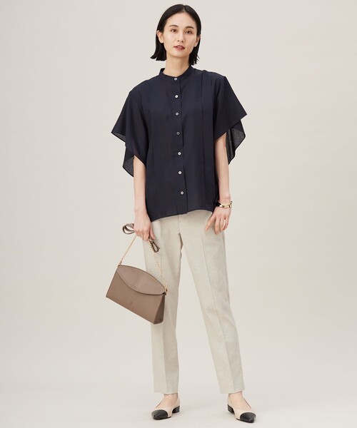 自由区(ジユウク)の「ナチュラルリネンフレア袖 シャツ(シャツ/ブラウス・レディース・ネイビー系/ベージュ系1/ホワイト系1/アイボリー系・32)」の5枚目の写真