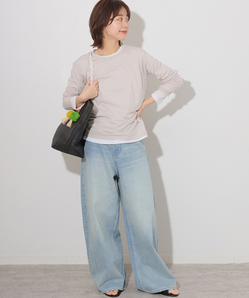 JOURNAL STANDARD relume(ジャーナルスタンダード レリューム)の「《追加》シアークルーネックロングTシャツ(Tシャツ/カットソー・レディース・ホワイト/ライトグレー/サックスブルー/イエロー・FREE)」の11枚目の写真