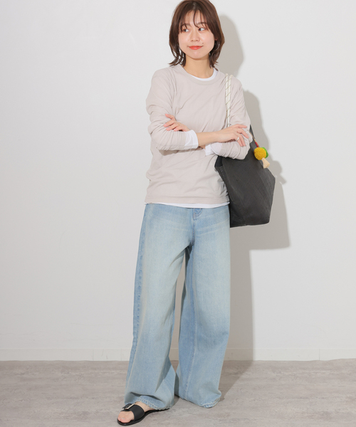 JOURNAL STANDARD relume(ジャーナルスタンダード レリューム)の「《追加》シアークルーネックロングTシャツ(Tシャツ/カットソー・レディース・ホワイト/ライトグレー/サックスブルー/イエロー・FREE)」の10枚目の写真