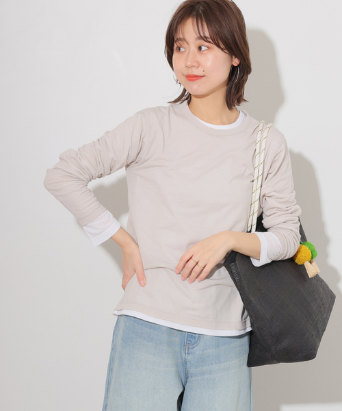 JOURNAL STANDARD relume(ジャーナルスタンダード レリューム)の「《追加》シアークルーネックロングTシャツ(Tシャツ/カットソー・レディース・ホワイト/ライトグレー/サックスブルー/イエロー・FREE)」の8枚目の写真