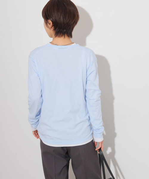 JOURNAL STANDARD relume(ジャーナルスタンダード レリューム)の「《追加》シアークルーネックロングTシャツ(Tシャツ/カットソー・レディース・ホワイト/ライトグレー/サックスブルー/イエロー・FREE)」の21枚目の写真