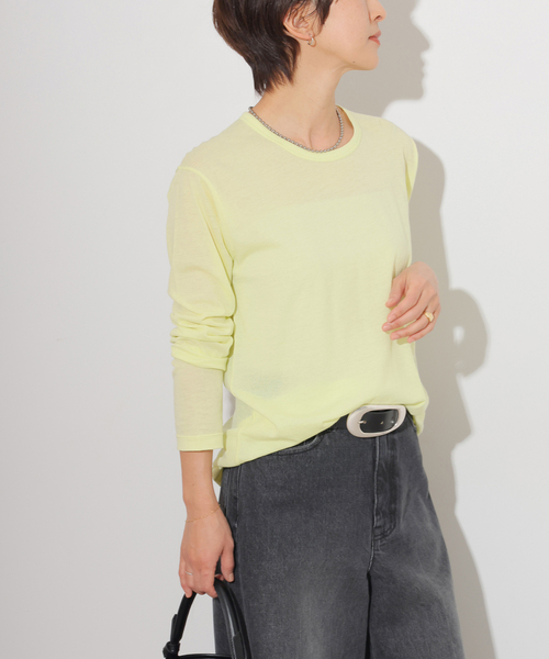 JOURNAL STANDARD relume(ジャーナルスタンダード レリューム)の「《追加》シアークルーネックロングTシャツ(Tシャツ/カットソー・レディース・ホワイト/ライトグレー/サックスブルー/イエロー・FREE)」の16枚目の写真