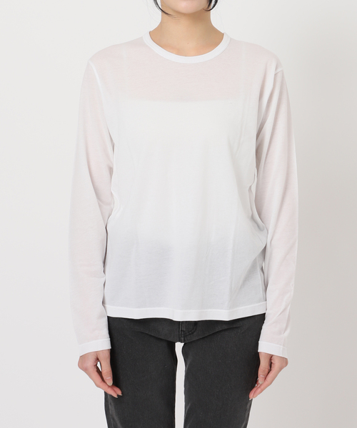 JOURNAL STANDARD relume(ジャーナルスタンダード レリューム)の「《追加》シアークルーネックロングTシャツ(Tシャツ/カットソー・レディース・ホワイト/ライトグレー/サックスブルー/イエロー・FREE)」の13枚目の写真