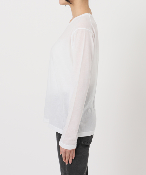JOURNAL STANDARD relume(ジャーナルスタンダード レリューム)の「《追加》シアークルーネックロングTシャツ(Tシャツ/カットソー・レディース・ホワイト/ライトグレー/サックスブルー/イエロー・FREE)」の12枚目の写真