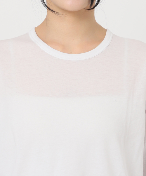 JOURNAL STANDARD relume(ジャーナルスタンダード レリューム)の「《追加》シアークルーネックロングTシャツ(Tシャツ/カットソー・レディース・ホワイト/ライトグレー/サックスブルー/イエロー・FREE)」の5枚目の写真