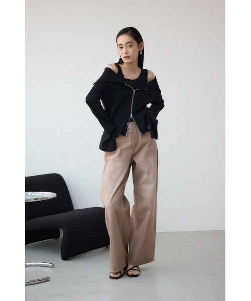 AZUL by moussy(アズールバイマウジー)の「AZUL DENIM カラーワイドデニム(デニムパンツ・レディース・ライトブラウン/ライトピンク・SMALL/MEDIUM)」の4枚目の写真