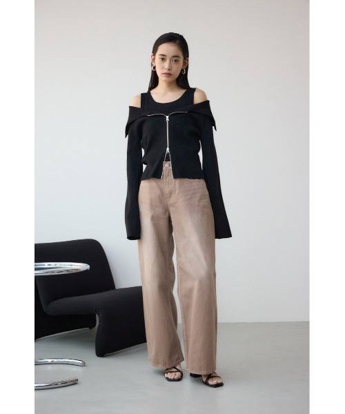 AZUL by moussy(アズールバイマウジー)の「AZUL DENIM カラーワイドデニム(デニムパンツ・レディース・ライトブラウン/ライトピンク・SMALL/MEDIUM)」の5枚目の写真